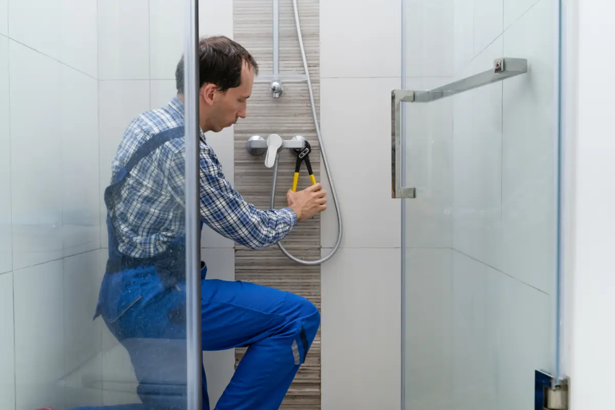 8 Plombier installant une colonne de douche Grohe appartement à Lyon - Plombier69
